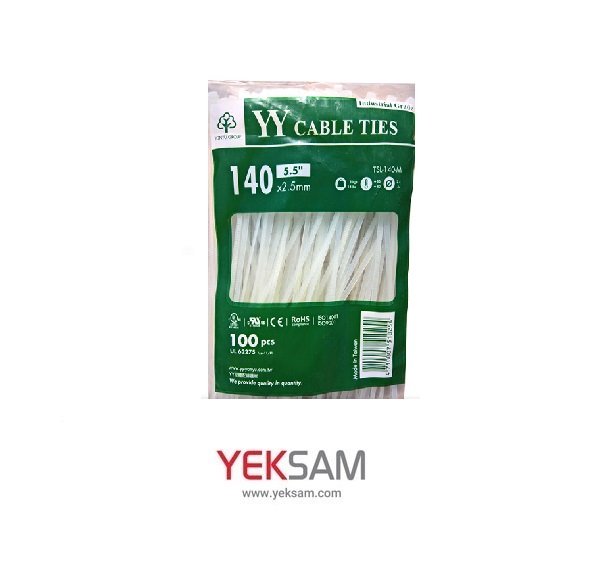 بست کمربندی YY تایوان سایز 14 سانت عرض 2.5 سانت بسته 100 عددی