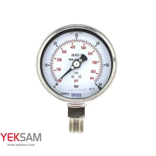 پرشر گیج صفحه 10 سانت تمام استیل 0 تا 60 بار برند ویکا