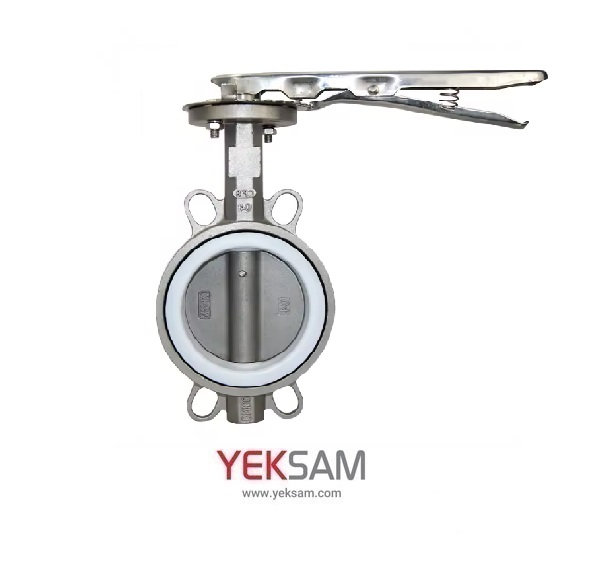 شیر پروانه ای ویفری تمام استیل سایز 4 اینچ لاینر تفلون دیسک استیل 316