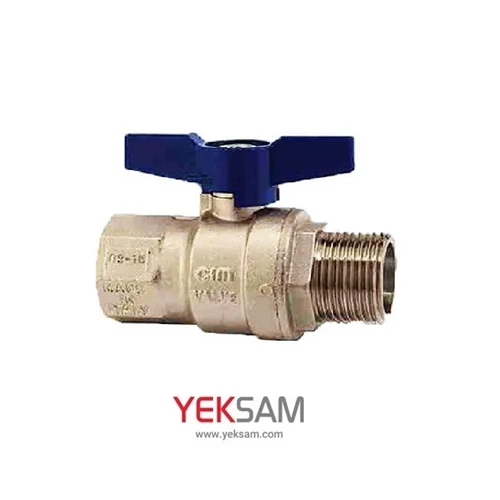 شیر توپی برنجی آبی دنده ای دسته کلیدی روپیچ توپیچ سایز 1/2 اینچ PN80 سیم