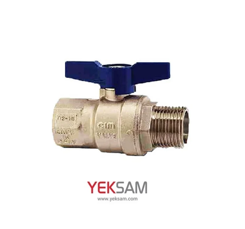 شیر توپی برنجی آبی دنده ای دسته کلیدی روپیچ توپیچ سایز 1 اینچ PN50 سیم