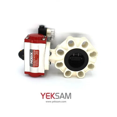 شیر پروانه ای UPVC سایز ۲ اینچ با عملگر پنوماتیک