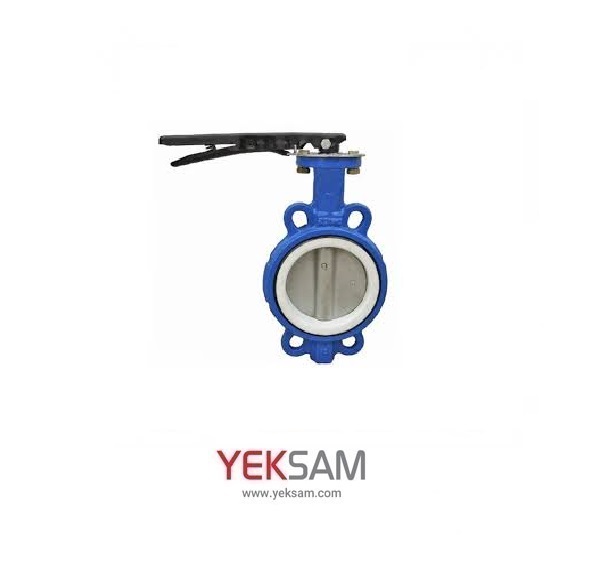 شیر پروانه ای ویفری تفلونی لاینر PTFE سایز 8 اینچ دیسک استیل 316