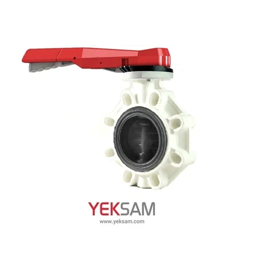 شیر پروانه ای ضد اسید UPVC سایز 250 ( 10 اینچ ) اهرمی لاینر VITON